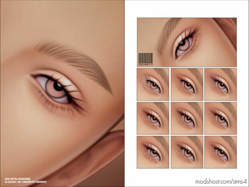 Maxis Match 2D Eyelashes N36 Unisex for Sims 4