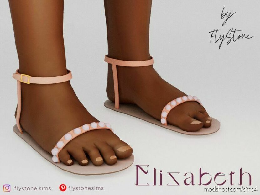 Elizabeth – Child Sandals With Straps And Pearls Sims 4 Shoes Mod ...