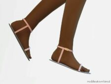 Sims 4 Female Shoes Mod: Elizabeth – Child Sandals With Straps And Pearls (Image #2)