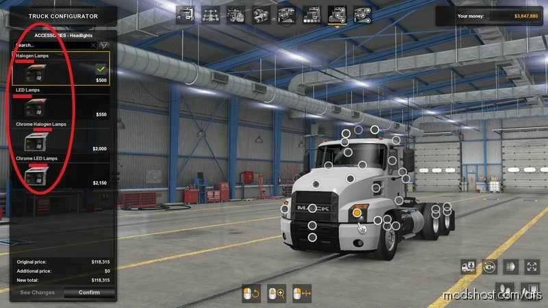 Headlights For SCS Trucks [1.47-1.48] for American Truck Simulator