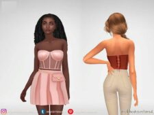 Sims 4 Elder Clothes Mod: Silk Corset With Transparent Inserts (Image #2)