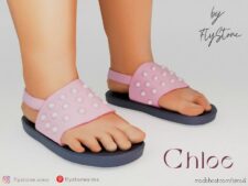 Chloe – Toddler Slippers With Pearls for Sims 4