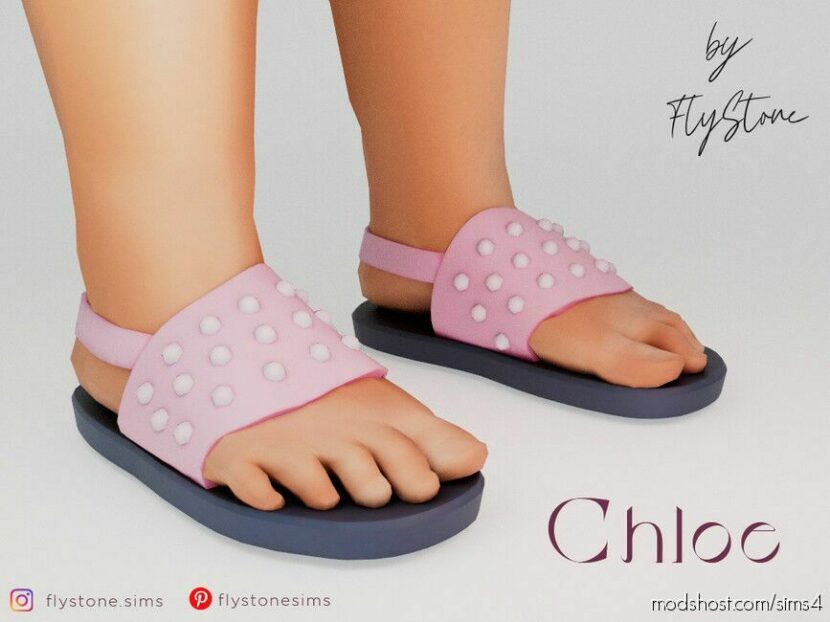 Chloe – Toddler Slippers With Pearls for Sims 4
