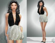 Sequin Embellished Mini Dress DO928 for Sims 4