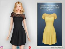 Dress With Polka Dots Chifon Insert Adult for Sims 4