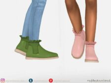 Sims 4 Female Shoes Mod: Ruffle Sock Boots Child (Image #2)