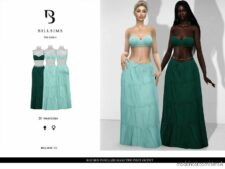Ruched Panelled Maxi TWO Piece Outfit for Sims 4