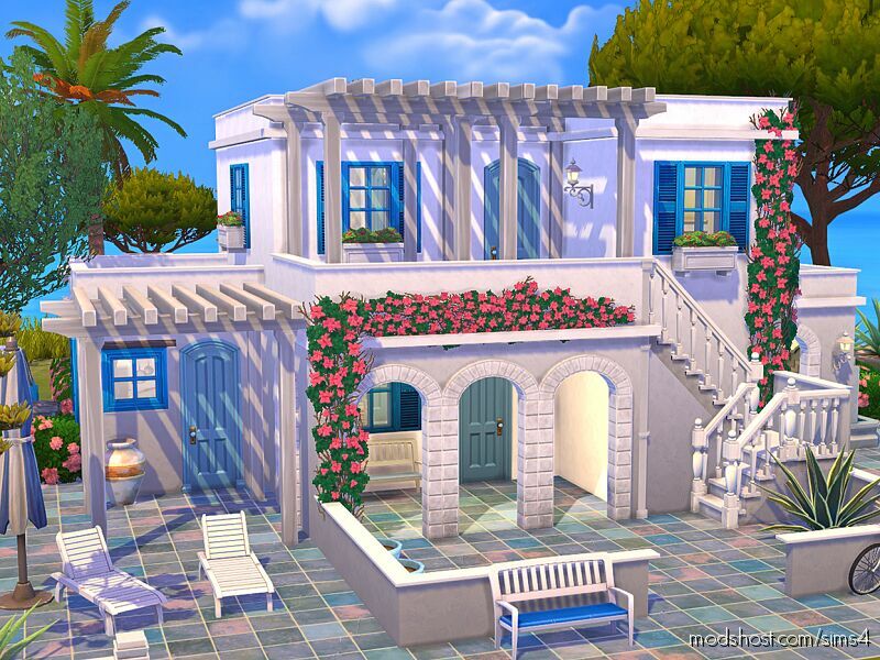 Greek Summer House [NO CC] for Sims 4