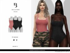 Washed Seam Detail Bodysuit for Sims 4