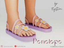 Penelope – Child Sandals With Flowers for Sims 4