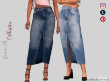 Sims 4 Elder Clothes Mod: Denim Midi Skirt – SK477 (Featured)