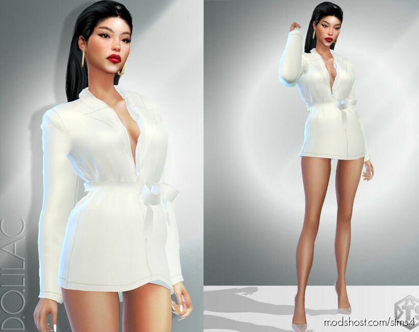 Sims 4 Dress Clothes Mod: Blazer Dress DO951 (Featured)