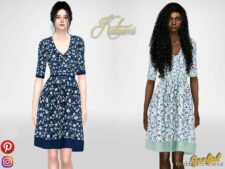 Katsumi – Dress With Floral Pattern for Sims 4