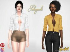Sakaguchi – Short Shirt With Rolled UP Sleeve for Sims 4