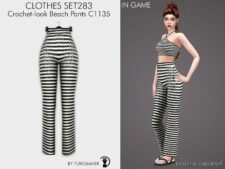 Sims 4 Teen Clothes Mod: Crochet-Look Beach SET283 (Image #2)