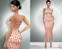 Floral Print Maxi Dress DO965 for Sims 4