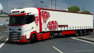 Skin Diamond RED DAF 2021 XG+ & SCS Trailer Curtainsider for Euro Truck Simulator 2