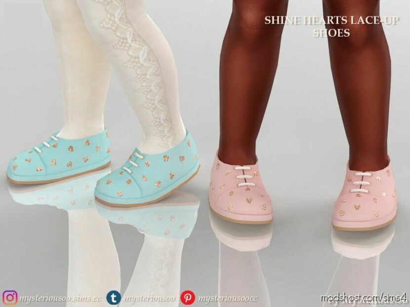 Shine Hearts Lace-Up Shoes for Sims 4