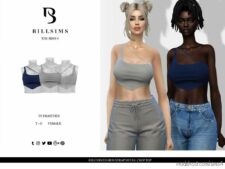 RIB Curved HEM Strap Detail Crop TOP for Sims 4