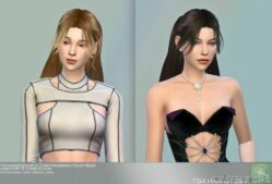 Half UP Long Hairstyle – G139 for Sims 4