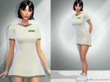 Sims 4 Dress Clothes Mod: Line Detailed Dress DO972 (Featured)