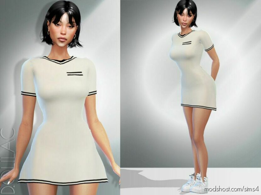 Line Detailed Dress DO972 for Sims 4