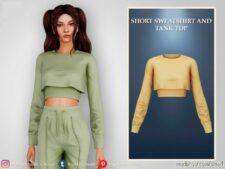 Short Sweatshirt And Tank TOP for Sims 4