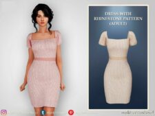 Dress With Rhinestone Pattern Adult for Sims 4