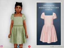 Dress With Rhinestone Pattern Child for Sims 4