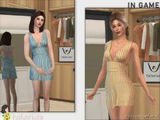 Sims 4 Everyday Clothes Mod: Aspen Striped Dress (Image #2)