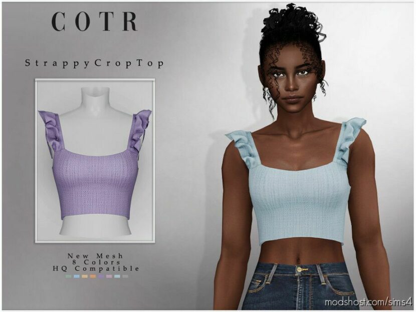 Strappy Crop TOP T-470 for Sims 4