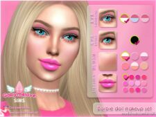 Barbie makeup set: Eyeshadow, Eyeliner, Blush & Lipstick for Sims 4