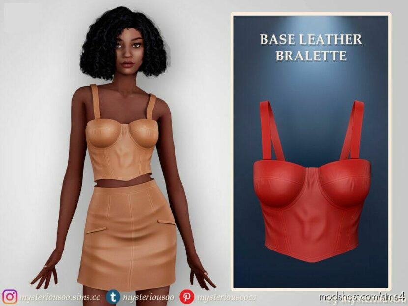 Base Leather Bralette for Sims 4