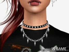 Punk Spikes Necklace For Woman for Sims 4