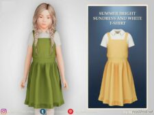 Summer Bright Sundress And White T-Shirt for Sims 4
