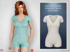 Knitted Short Jumpsuit With Buttons for Sims 4