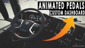 Animated Steering Wheel, Pedals + Custom Dashboard V1.3.1 for Euro Truck Simulator 2