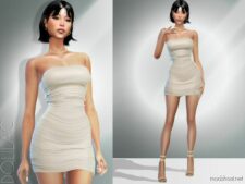Strapless Ruched Dress DO971 for Sims 4