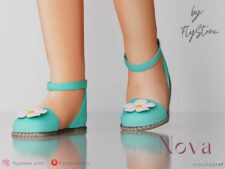 Nova – Sandals With Flowers for Sims 4