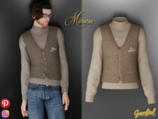 Minoru – Sweater And Buttoned Vest for Sims 4