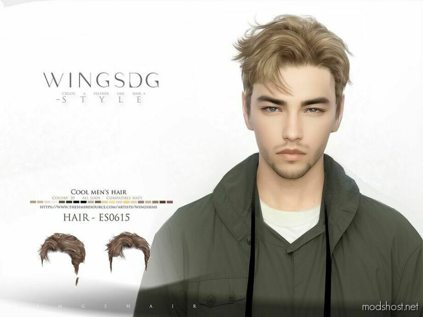 Wings ES0715-Cool Men’s Hair for Sims 4