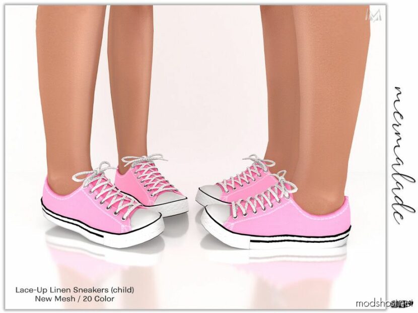 Lace-Up Linen Sneakers S215 Sims 4 Shoes Mod - ModsHost