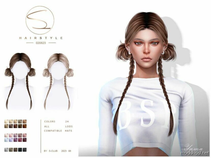 Double Long Braids Hairstyle (Linda020823) for Sims 4