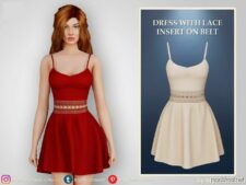 Dress With Lace Insert ON Belt for Sims 4