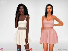 Sims 4 Dress Clothes Mod: With Lace Insert ON Belt (Image #2)