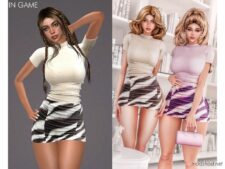 Turtleneck T-shirt & Mini Skirt – SET294 for Sims 4