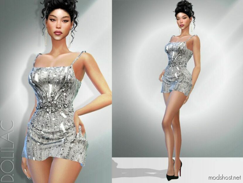Sims 4 Dress Clothes Mod: Embellished Dress DO979 (Featured)