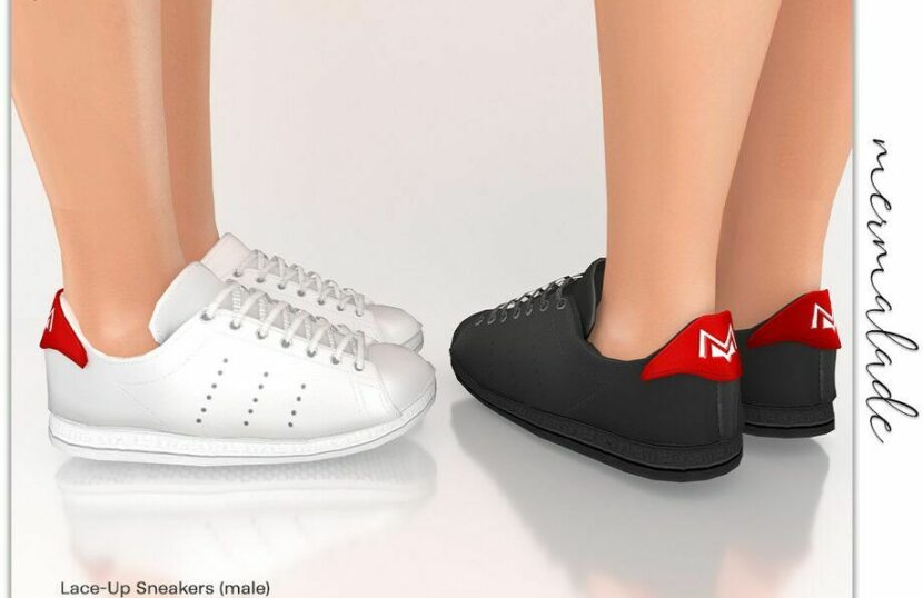 Sims 4 Male Shoes Mod: Lace-Up Sneakers S218 (Male) (Featured)