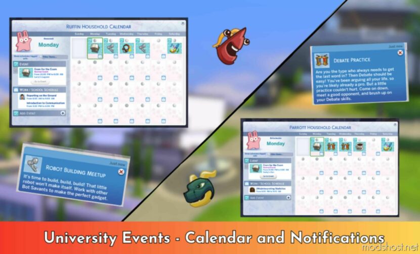 University Events – Calendar And Notifications for Sims 4