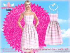Barbie the movie gingham dress outfit, SET for Sims 4